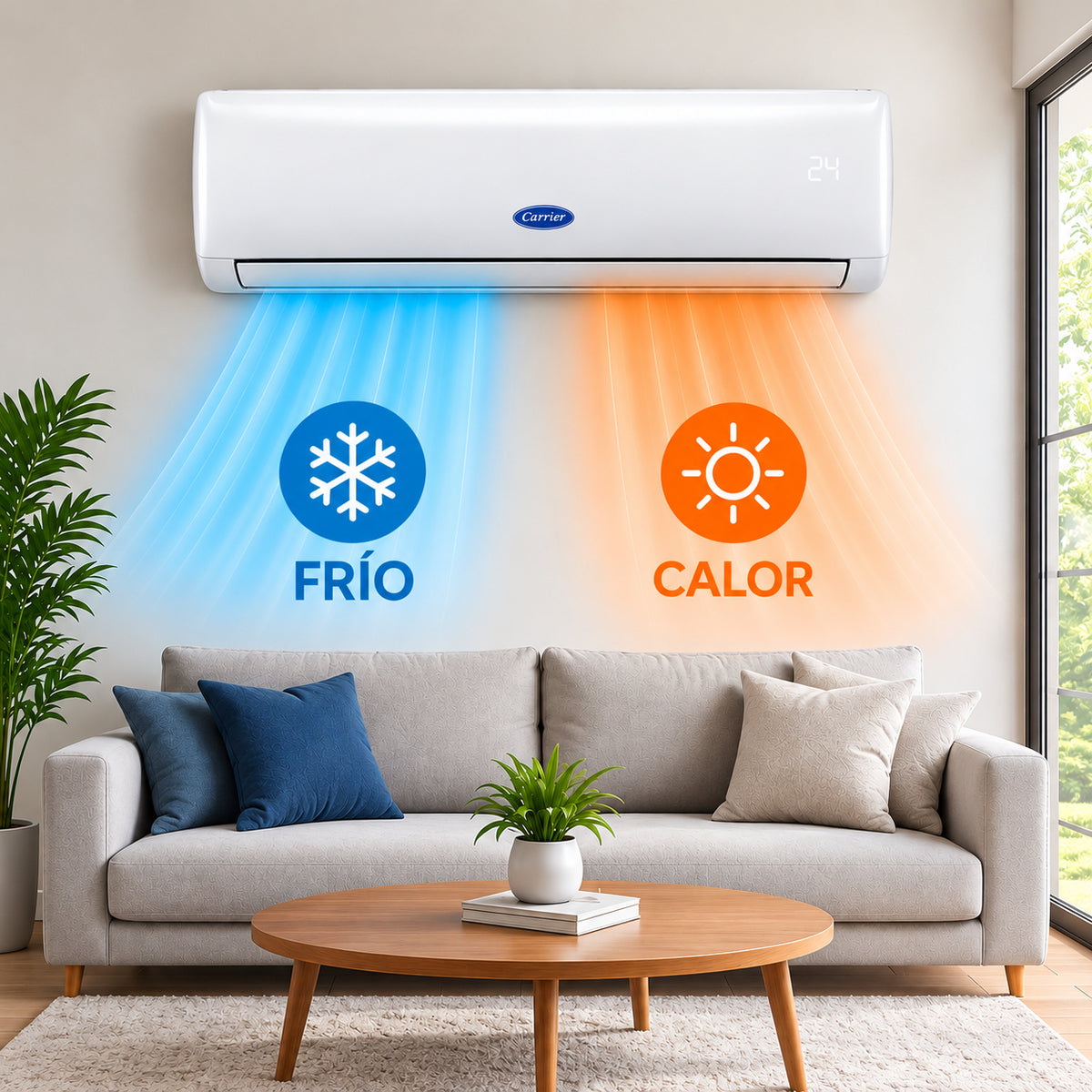 Minisplit Inverter Frío Calor 1.5 Ton Carrier 220V 18,000 BTU MAX INCLUYE INSTALACION