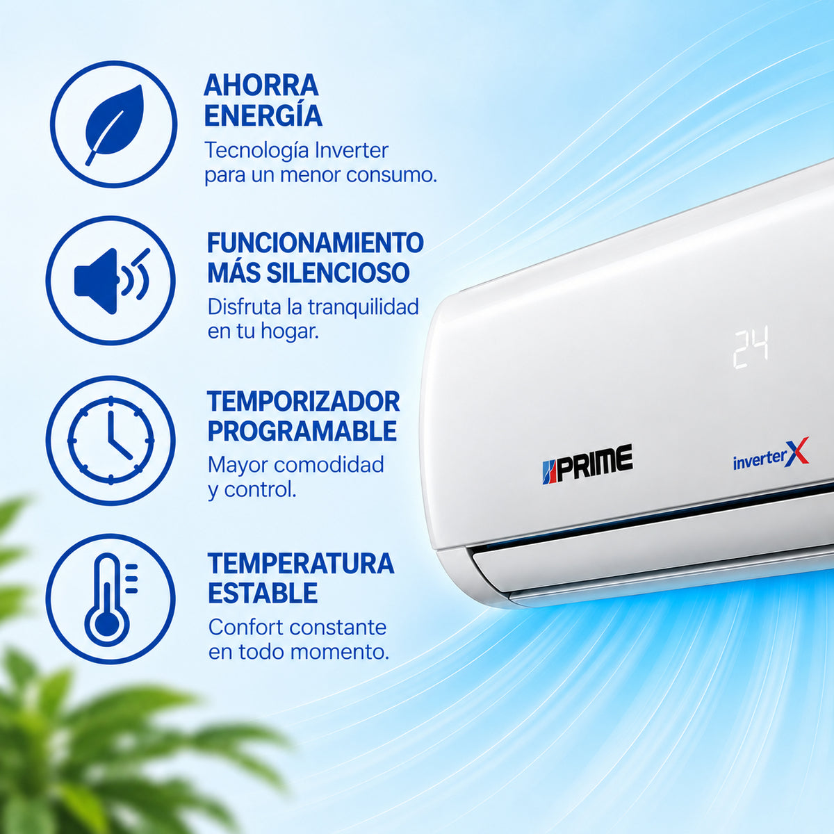 Minisplit Inverter Frío Calor 1.5 Ton PRIME 220V 18,000 BTU Vantage 3